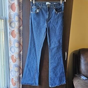 True Craft Women's High Rise Flare Jeans in Blue